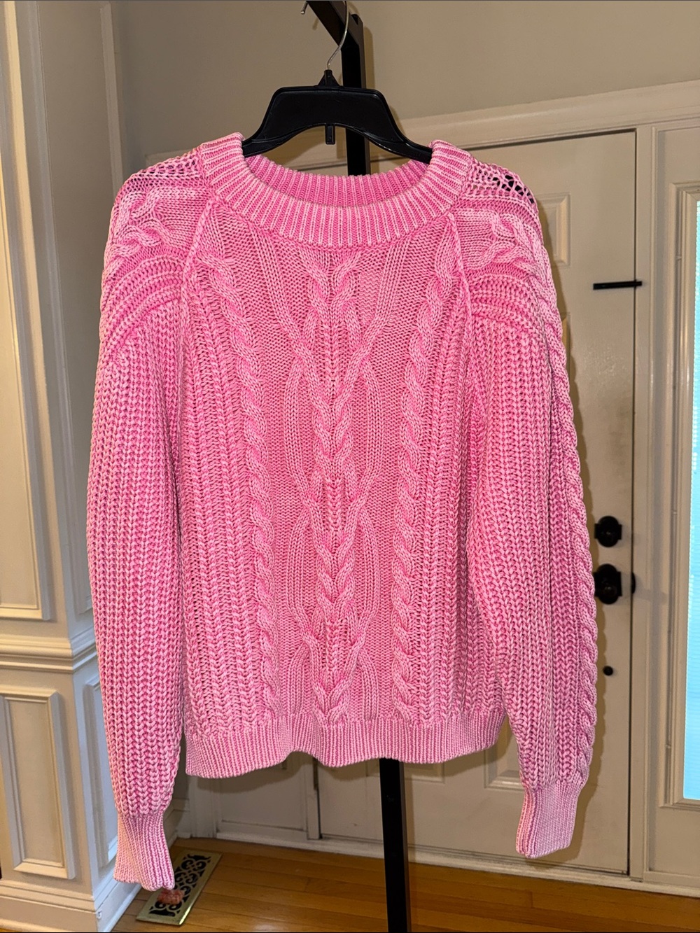 FREE PEOPLE Cable Knit Pink Sweater